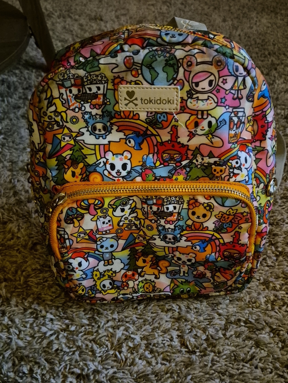 tokidoki Multicolor Character Mini Backpack with Orange Trim